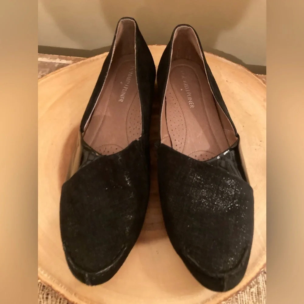 Donald J Pliner Sz 8‎ US Brix Black Mixed Media Slip On Comfort Loafers Shoes